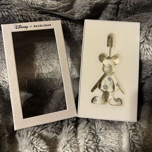 Disney x BaubleBar Mickey Ornament - White Holographic with Blue Snowflakes